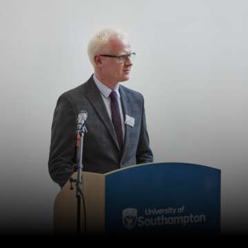 Adam Knott speaking at the opening